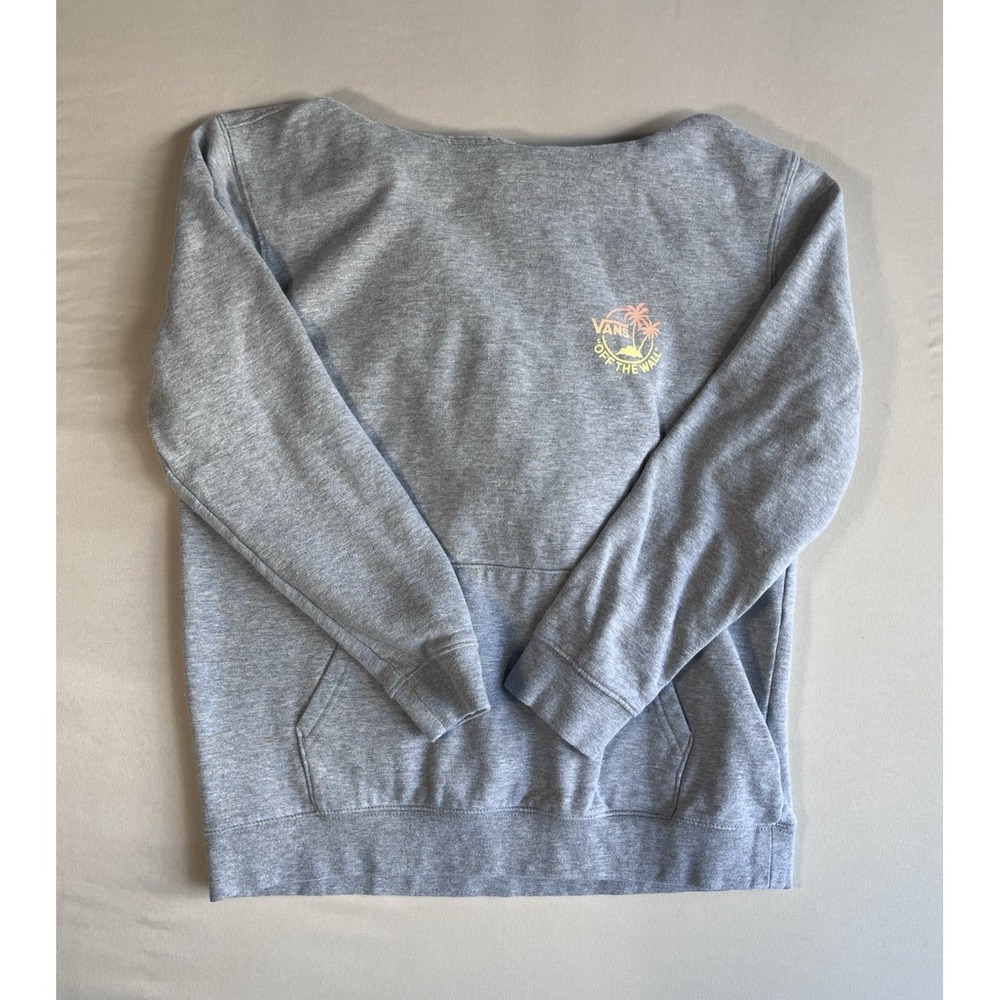 Vans Off The Wall Kids Hoodie Gray Sunset Palm Tree Graphic Pullover XL